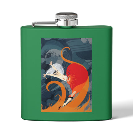 Flame of the Tempest Stainless Steel Flask – Fiery Storm & Dramatic Elegance