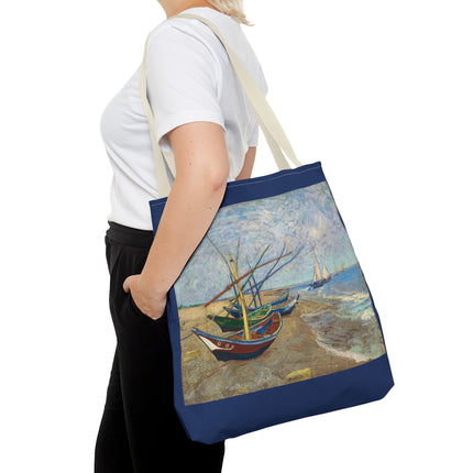Fishing Boats on the Beach at Saintes-Maries by Vincent Van Gogh Tote Bag (AOP)