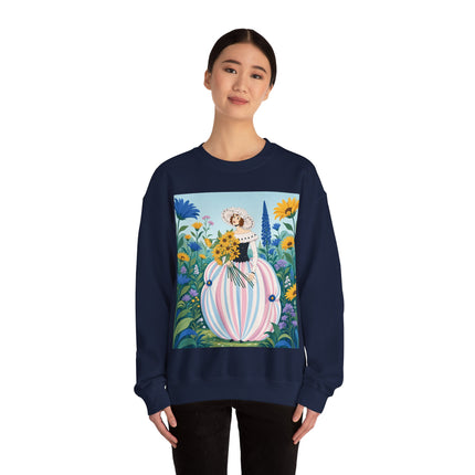 🌻🎀 The Sunflower Garden Bouquet Crewneck Sweatshirt – Art Deco Floral Elegance