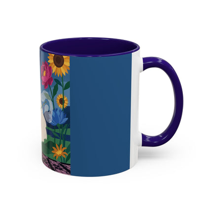 The Lady Of The Golden Parasol Colorful Mugs – Art Deco Botanical Elegance