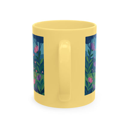 🌸☂️ The Lady Of The Enchanted Garden Stroll Ceramic Mug – Art Deco Floral Whimsy
