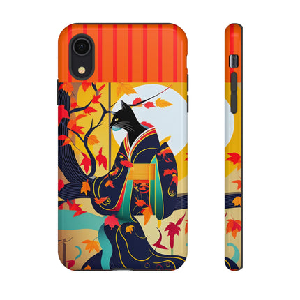 Black Cat in Kimono Phone Cases
