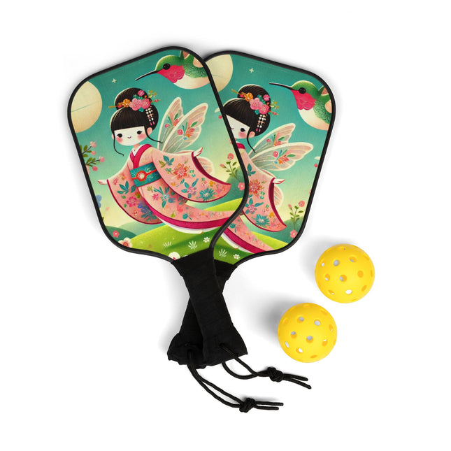 Geisha Fairy and the Hummingbird Blossom Pickleball Kit – Enchanted Wings & Graceful Harmony