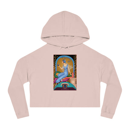 September & Sapphire (from the Gem Series) by Sofia Chiostri Women’s Cropped Hooded Sweatshirt