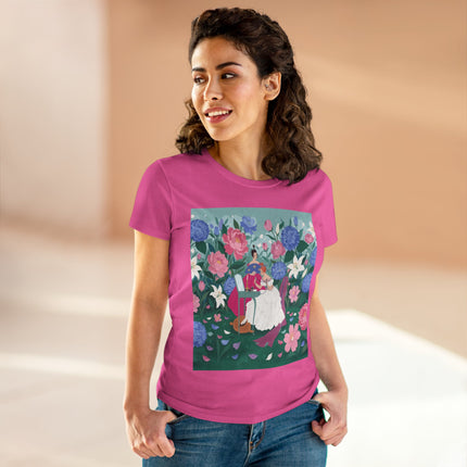 💎🌸 The Lady Of The Jeweled Garden Cotton Tee – Art Deco Floral Elegance