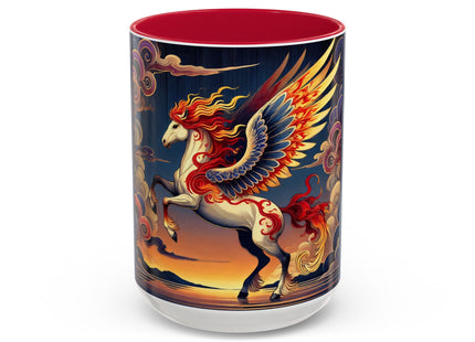 Flame-Winged Horse at Sunset Colorful Mugs (11oz, 15oz)