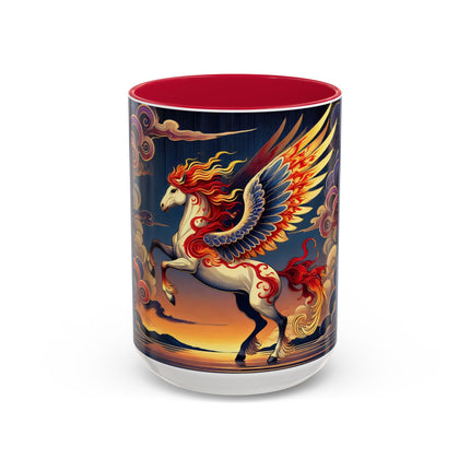 Flame-Winged Horse at Sunset Colorful Mugs (11oz, 15oz)