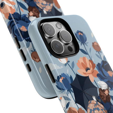 ☂️🌺 The Lady Of The Traveling Garden Phone Case – Art Deco Floral Adventure