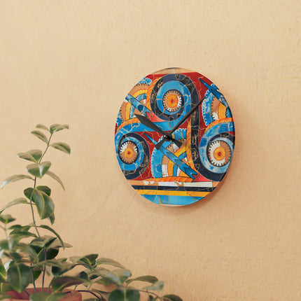 Reproduction of S-Spiral Frieze by Emile Gilliéron Acrylic Wall Clock, Round and Square
