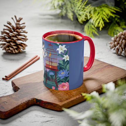 Whispers to the Golden Songbird Colorful Mugs – Art Deco Garden Elegance