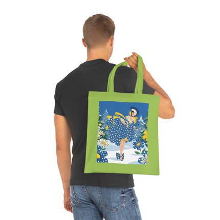 💙🎄 The Bluebell Christmas Promenade Cotton Tote Bag – Art Deco Holiday Elegance