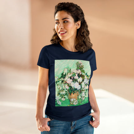 Roses by Vincent Van Gogh Women's Midweight Cotton Tee