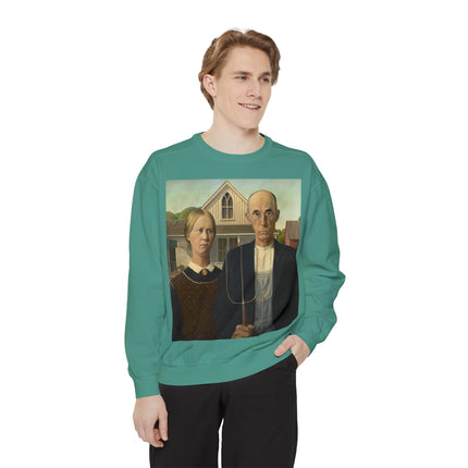 American Gothic by Grant Wood Unisex Garment-Dyed Sweatshirt