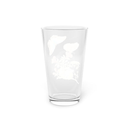 Blue Butterflies and Pomegranate Glass, 16oz
