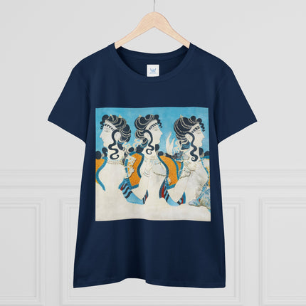 Reproduction of Ladies in Blue by Emile Gilliéron Women's Midweight Cotton Tee