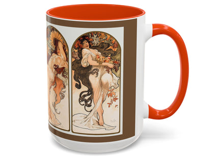 The Seasons by Alphonse Maria Mucha Colorful Mugs (11oz, 15oz)