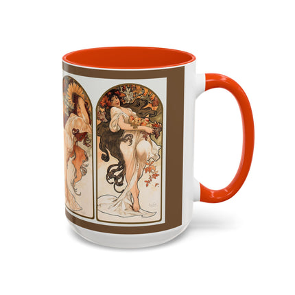 The Seasons by Alphonse Maria Mucha Colorful Mugs (11oz, 15oz)