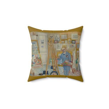 The Skeleton Painter by James Ensor Spun Polyester Square Pillow