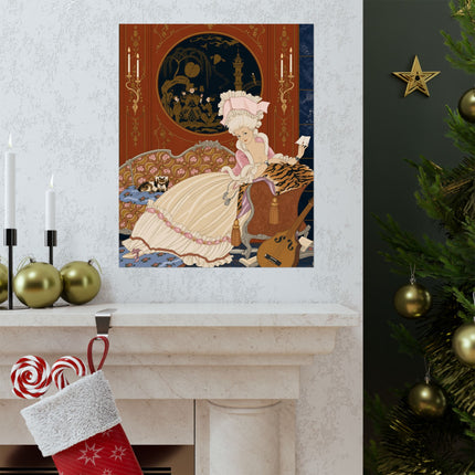 💌🐕 The Lady Of The Secret Letter Matte Vertical Poster – Art Deco Salon Elegance