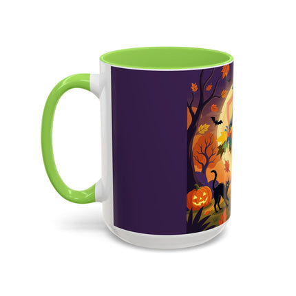 🌕🍂 Autumn Song Beneath The Harvest Moon Colorful Mug – Whimsical Halloween Charm