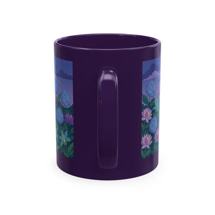 🧶☂️ The Lady Of The Garden Knitting Circle Ceramic Mug – Art Deco Floral Whimsy