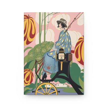🌷🚕 The Lady Of The Enchanted Flower Garden Taxi Hardcover Journal – Art Deco Floral Whimsy