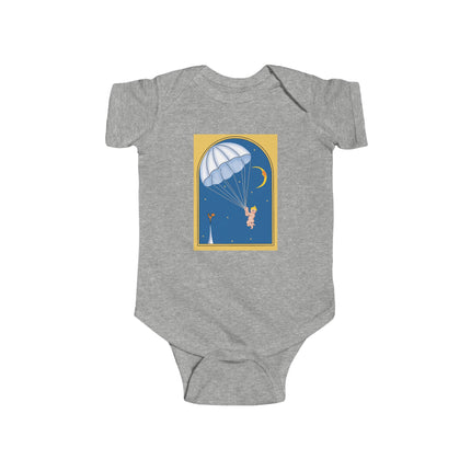 Flight of Wonder Baby Bodysuit – Vintage Parachute Arrival & Whimsical Sky Journey