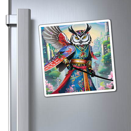 Cyberpunk Samurai Owl Magnets (3 Sizes)