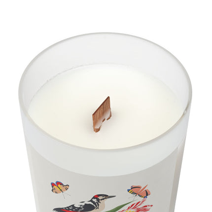Woodpecker & Tulip Frosted Glass Candle