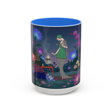 Moonlit Incense Ceremony Colorful Mugs – Art Deco Meditation Garden