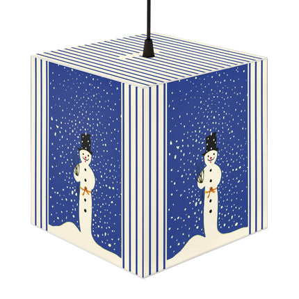 Snowman in Falling Snow Light Cube Lamp