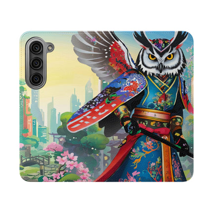 🦉⚔️ Cyberpunk Samurai Owl Flip Case – Neon Wisdom & Warrior Honor