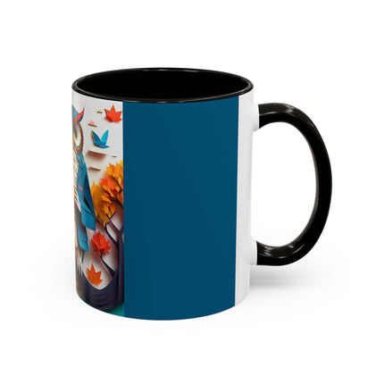 Owl at an Autumn Park Colorful Mugs (11oz, 15oz)