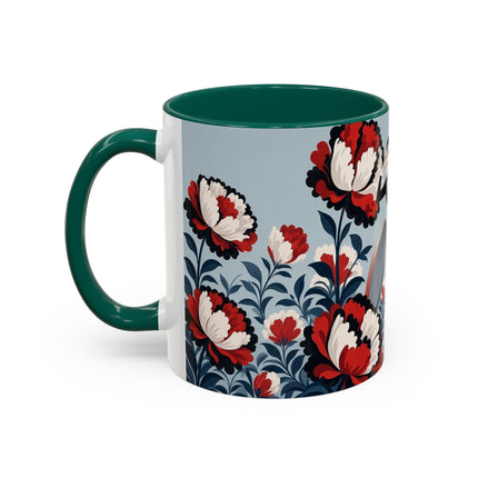 ❤️🌺 The Scarlet Blossom Dancer Colorful Mug – Art Deco Fashion Whimsy
