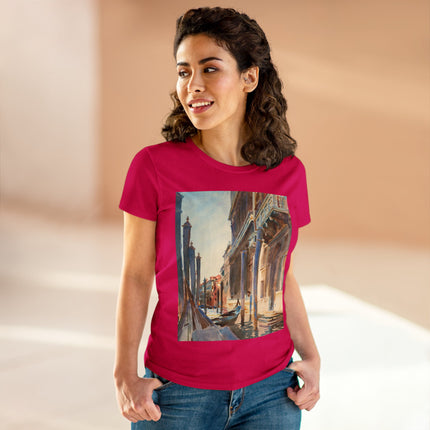 Gondola Moorings on the Grand Canal by John Singer Sargent Women's Midweight Cotton Tee