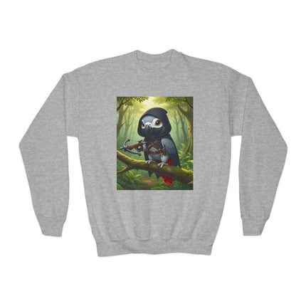 The African Grey Sentinel Youth Crewneck Sweatshirt – Wisdom, Courage & Woodland Adventure