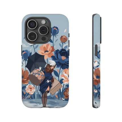 ☂️🌺 The Lady Of The Traveling Garden Phone Case – Art Deco Floral Adventure