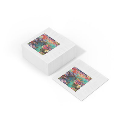 Golden Wisteria Symphony White Coined Napkins