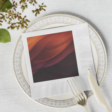 Wave Pattern with Intertwined Hues of Orange, Rose, Maroon, and Purple White Coined Napkins