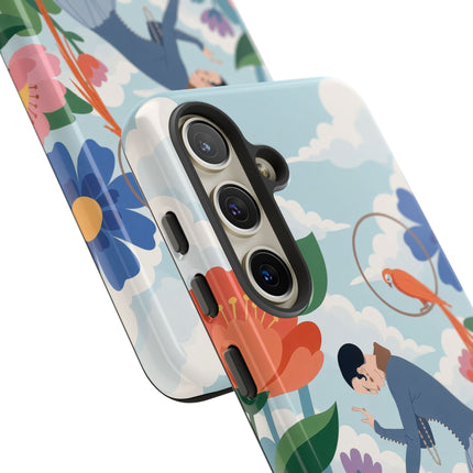 🦜🌺 The Lady Of The Garden Aviary Phone Case – Art Deco Floral Whimsy
