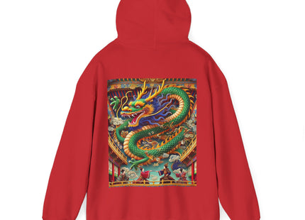 Tibetan Dragon Over Kabuki Duel – Heavy Blend™ Hooded Sweatshirt