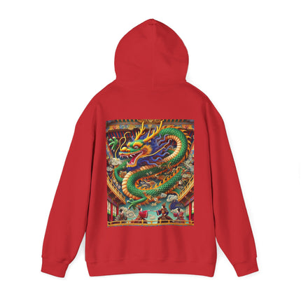 Tibetan Dragon Over Kabuki Duel – Heavy Blend™ Hooded Sweatshirt