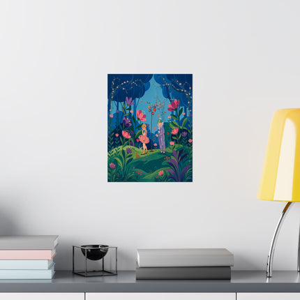 🦋🌷 The Secret Flower Forest Matte Vertical Poster – Art Deco Botanical Whimsy
