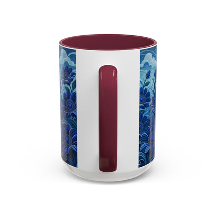 💙🌸 The Sapphire Wind Dancer Colorful Mug – Art Deco Floral Fantasy