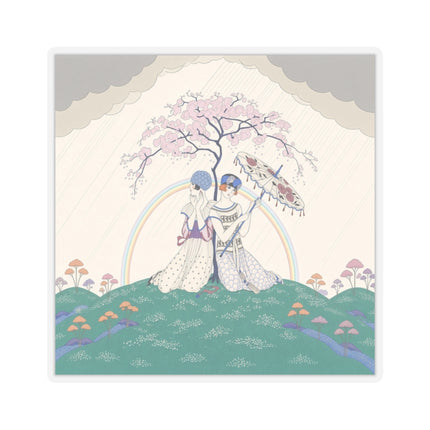 🌈☂️ Beneath The Rainbow Tree Kiss-Cut Stickers – Art Deco Spring Fantasy