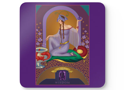 Aquarius Zodiac Design – February & Amethyst by Sofia Chiostri | Corkwood Coaster Set
