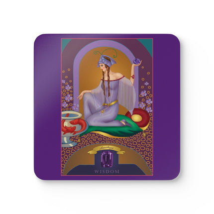 Aquarius Zodiac Design – February & Amethyst by Sofia Chiostri | Corkwood Coaster Set