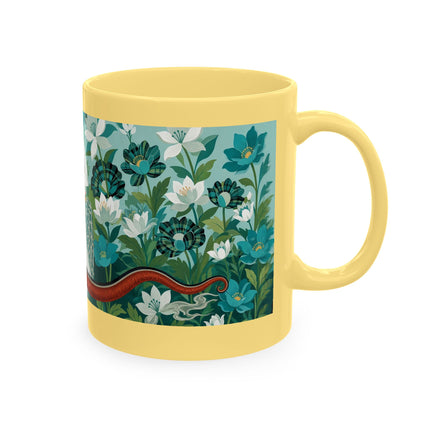 🐉🌿 The Lady & The Garden Dragon Ceramic Mug – Art Deco Botanical Whimsy