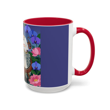 The Lady And The Garden Dragon Colorful Mugs – Art Deco Mythical Botanical Elegance