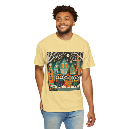Night of the Trick-or-Treating Owlets Unisex Garment-Dyed T-shirt